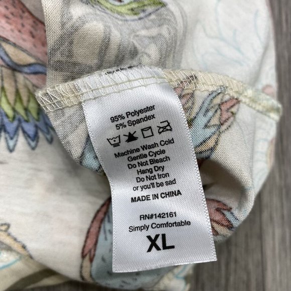 LULAROE Round Neck Short Sleeve White Bird Print T-Shirt Women's Size XL - Picture 6 of 10